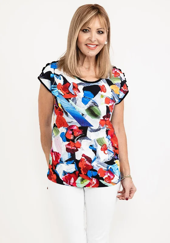 Personal Design Dolcezza Bold Print Woven Shoulder T-Shirt, Multi