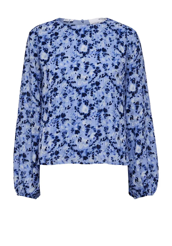 Minimal Style Selected Femme Adrienne Ruffle Top, Blue Heron