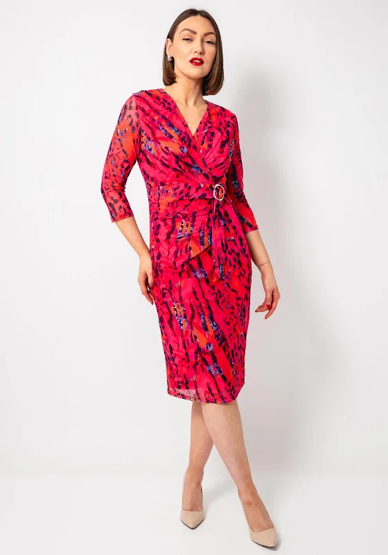 Celebrity Picks Avalon Printed Mesh Wrap Pencil Dress, Pink