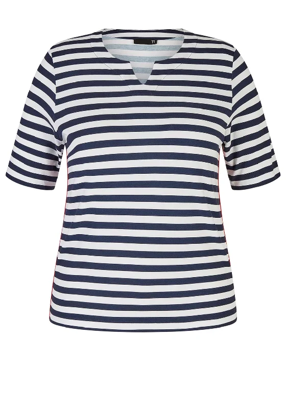 Sports And Leisure Rabe Notch Neck Stripe T-Shirt, Navy