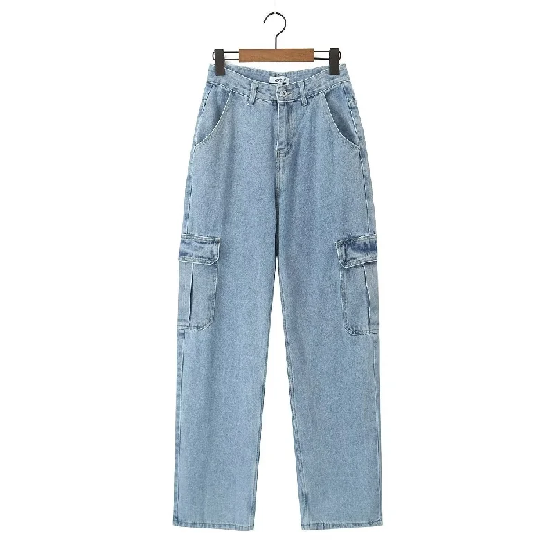 Comfortable Style Men's High Waist Loose Cargo Jeans