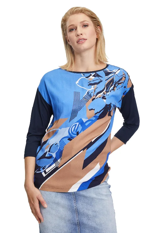 Celebrity Must-have Betty Barclay Abstract Print Top, Azure Blue Multi