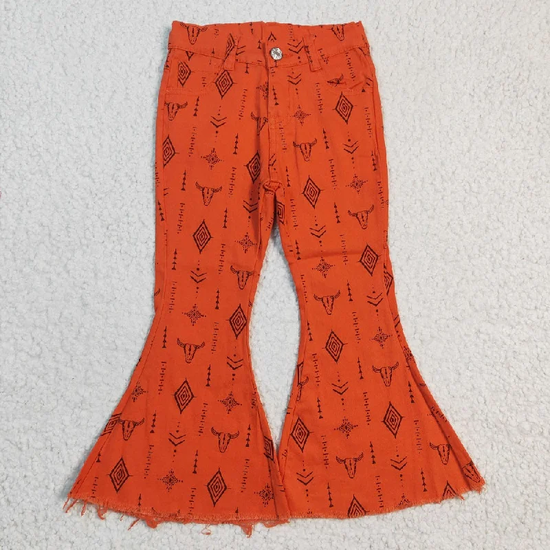 Graphic Caps P0045 Girl Orange Cow Bell Jeans
