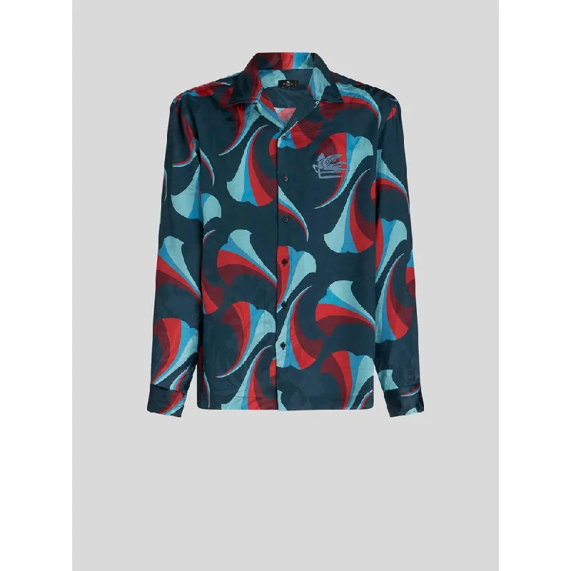 Leather Pants SILK BOWLING SHIRT WITH FLORAL PRINT