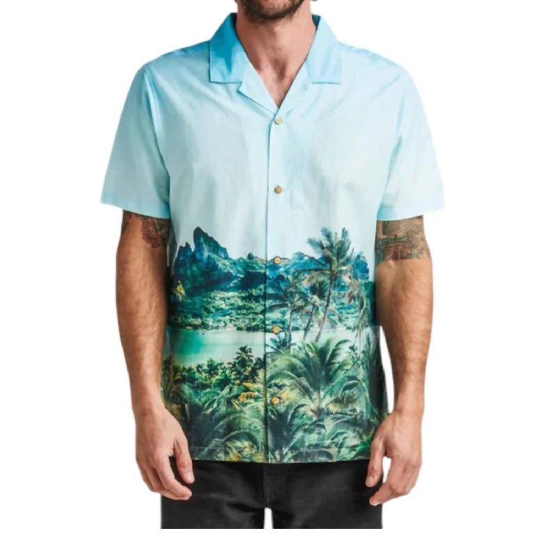 Smart Wear Gonzo Camp Collar Shirt In Otemanu Light Blue