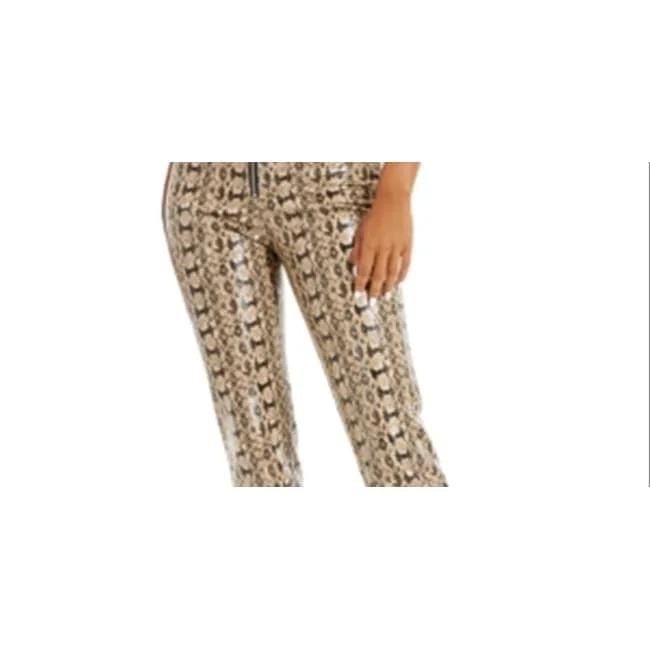 Avant-garde Design Danielle Bernstein Women's Zippered Animal Print High Waist Pants Beige Size 0
