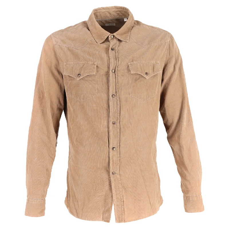 Everyday Wear Brunello Cucinelli Western Shirt in Brown Corduroy