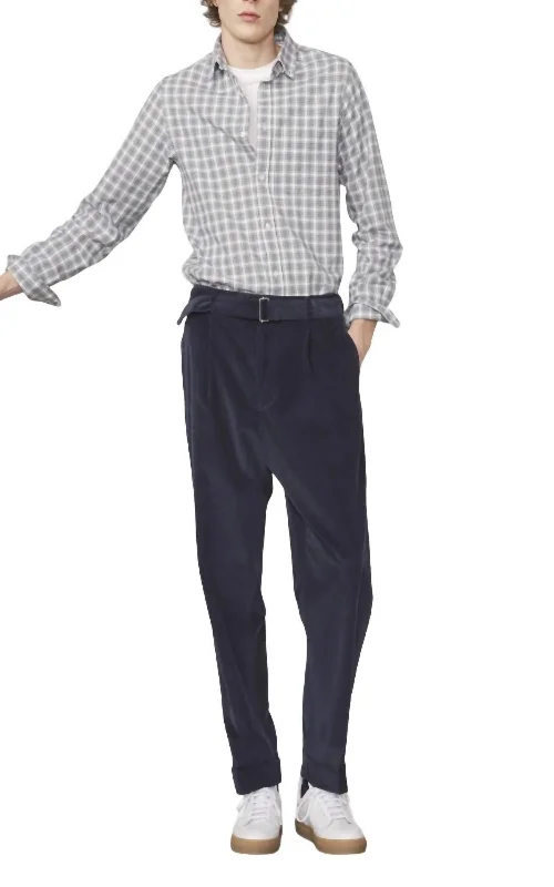 All-Day Wear Arsene Organic Cotton Check Button Down In White-Navy