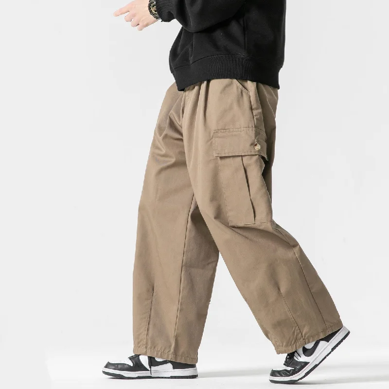 Soft Fabrics Men's Multi-pocket Wide Feet Loose Casual Pants