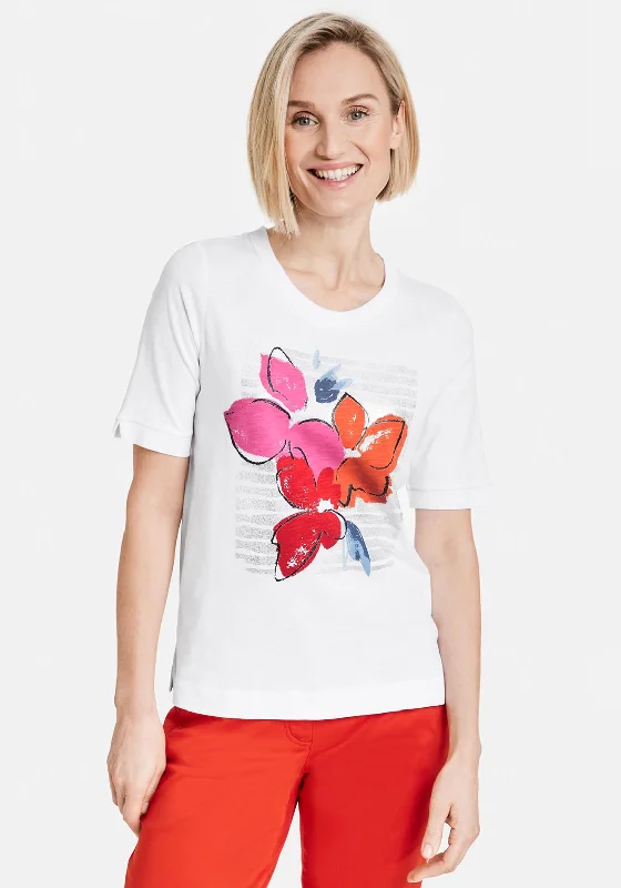 Romantic Temperament Gerry Weber Floral Graphic T-Shirt, White