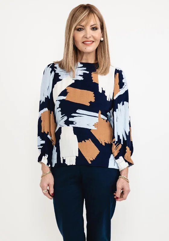 Fashion Expert Masai Brisa Print Top, Maritime Blue Multi