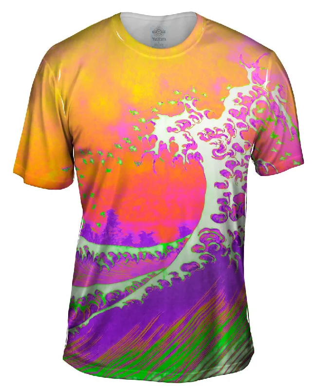 Comfortable Style Pop Art Hokusai - "The Great Wave Orange Purple" (1830)