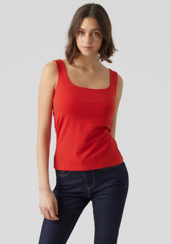Printed Patterns Vero Moda Ola Tank Top, Goji Berry