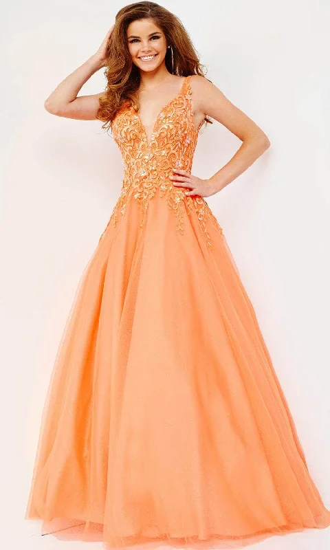 Fresh And Fashionable JVN by Jovani JVN22831 - Lace Applique A-Line Prom Gown