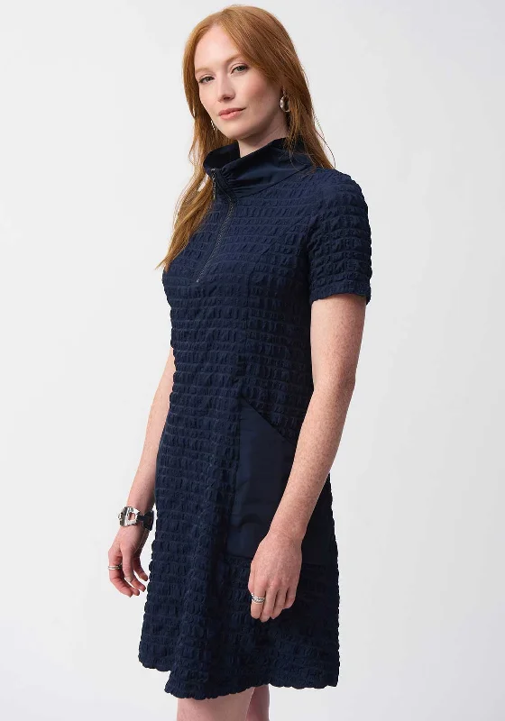 Personalized Series Joseph Ribkoff Bubble Jacquard Aline Dress, Navy