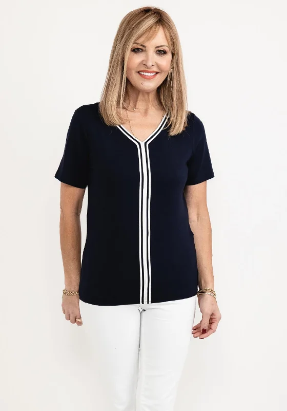 Lace Design Barbara Lebek Tunic Stripe T-Shirt, Navy