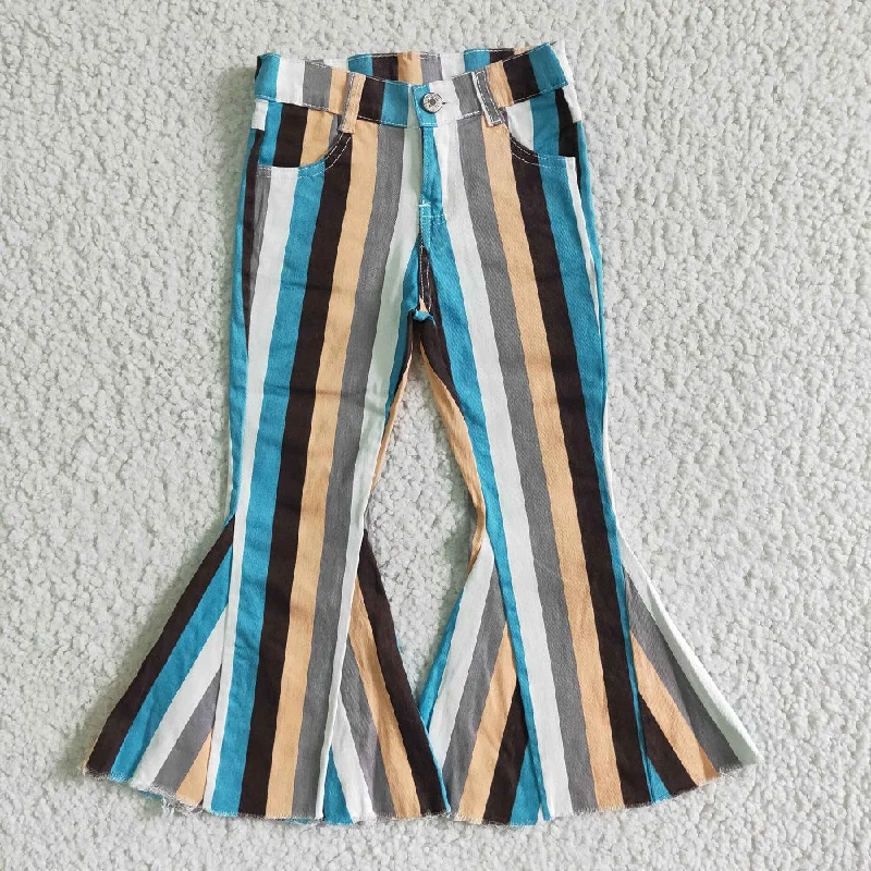 Active Gear P0002 Girls Striped Bell Jeans