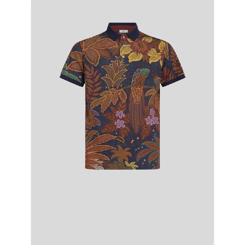 Comfy Apparel POLO SHIRT WITH PEACOCK PRINT