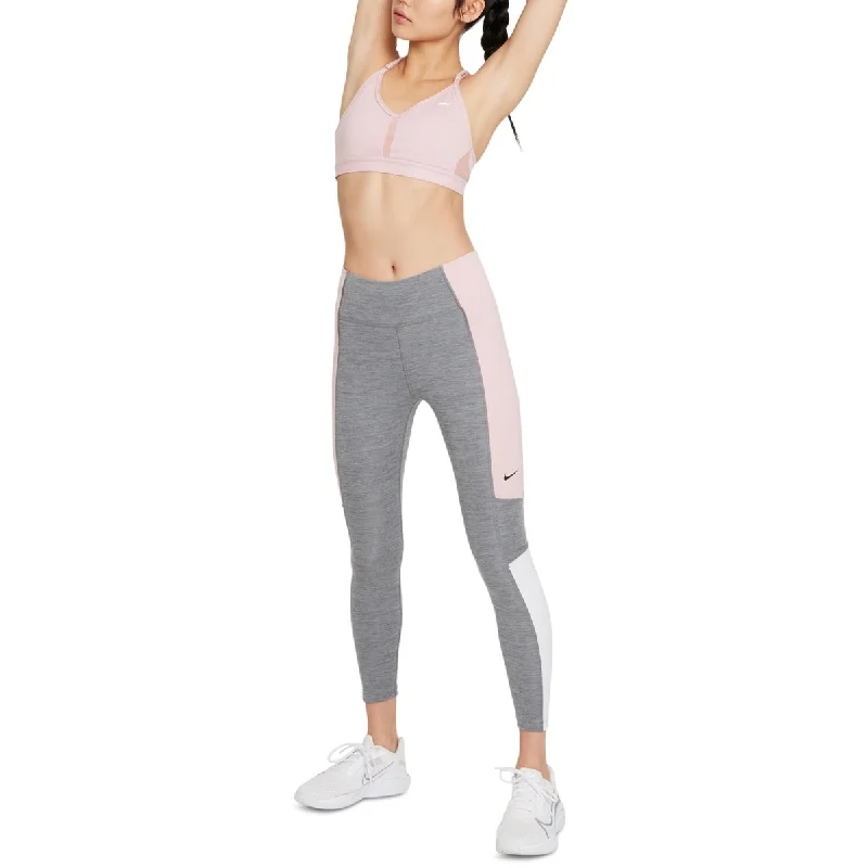 Sports Fashion Nike Women's Color Block Mid Rise 7/8 Tights Gray Size 1X
