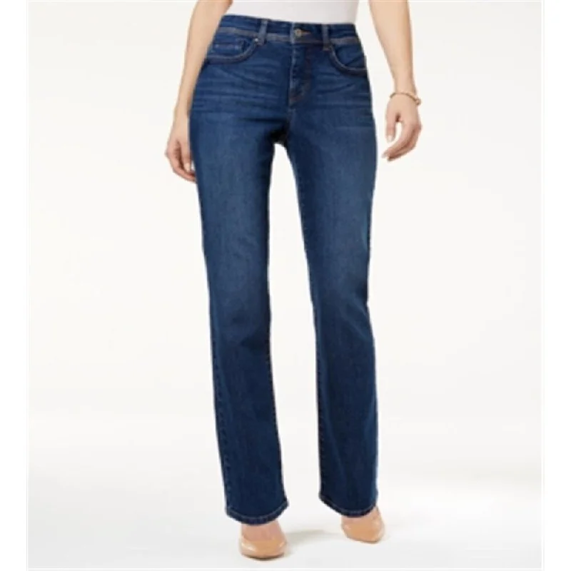 Unique Fashion Style & Co Women's Tummy Control Straight Leg Jeans Blue Size 4 Petite - 4 P