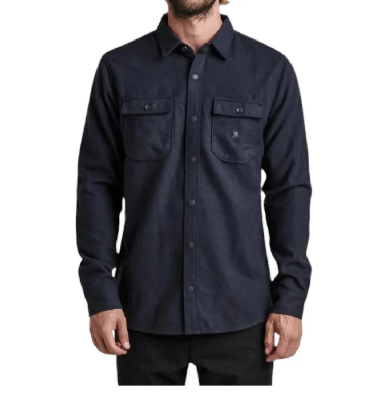 Cool Comfort Nordsman Long Sleeve Flannel Shirt In Dark Navy