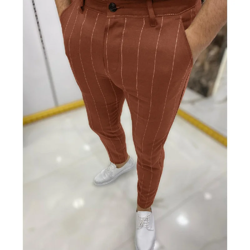 Streetwear Look Men's Dotted Stripe Casual Ankle Banded Pants