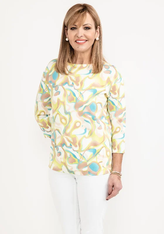 Economic Outlook Barbara Lebek Swirl Print Stretch Top, Green Multi