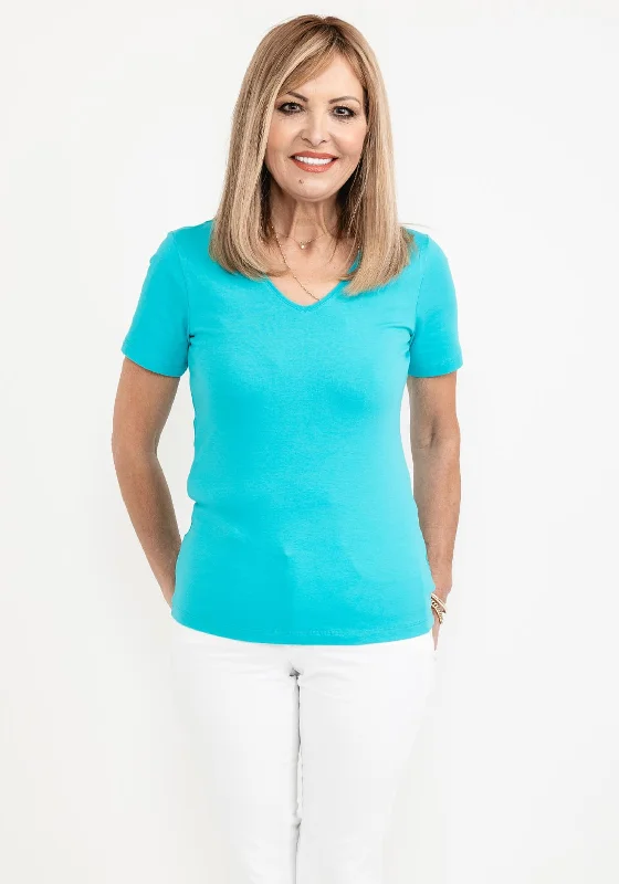Fresh Wear Dolcezza V Neck T-Shirt, Aqua