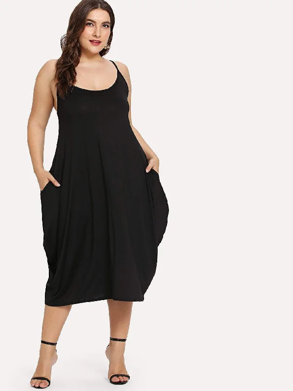 Minimal Classic Plus Hidden Pocket Solid Cami Dress