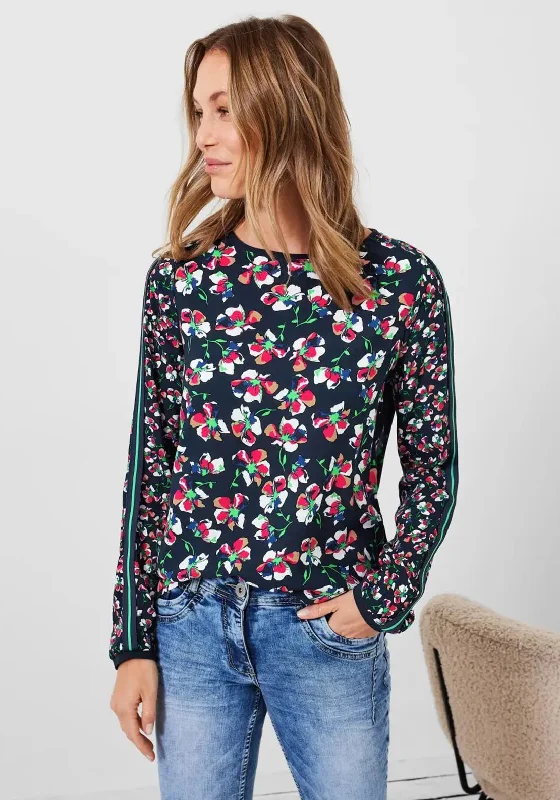 Energy Wear Cecil Floral Mix Print Top, Deep Blue Multi