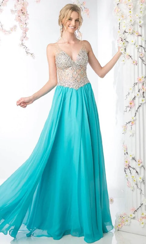 Bright Colors Cinderella Divine 81329 - Sheer Bod Crystal Beaded Flowy Dress