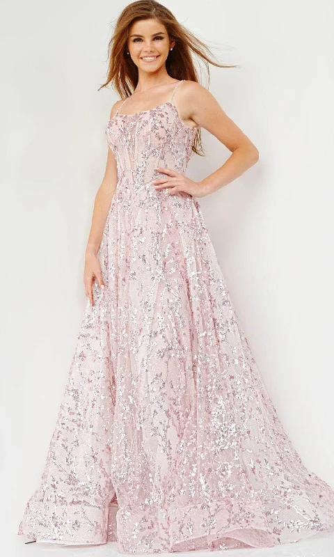 High-end Fashion JVN by Jovani JVN22356 - Scoop Neck Sequin Prom Gown