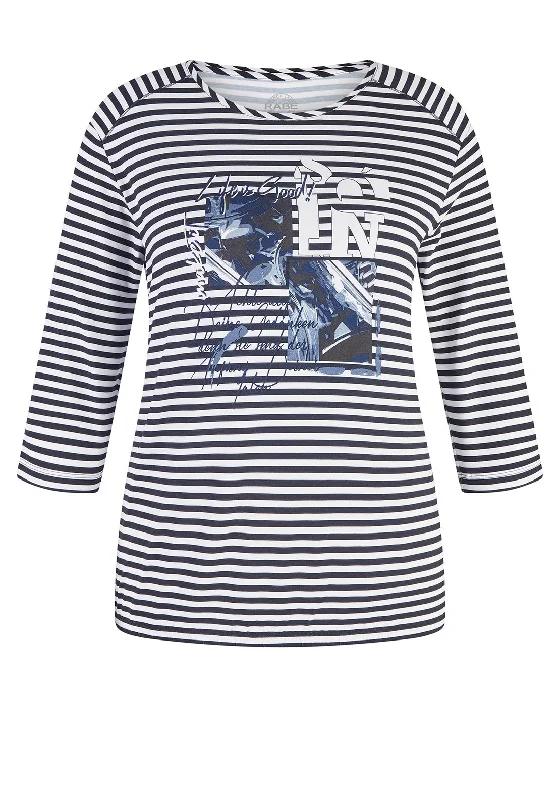 Perfect Tailoring Rabe Elasticated Hem Stripe T-Shirt, Navy