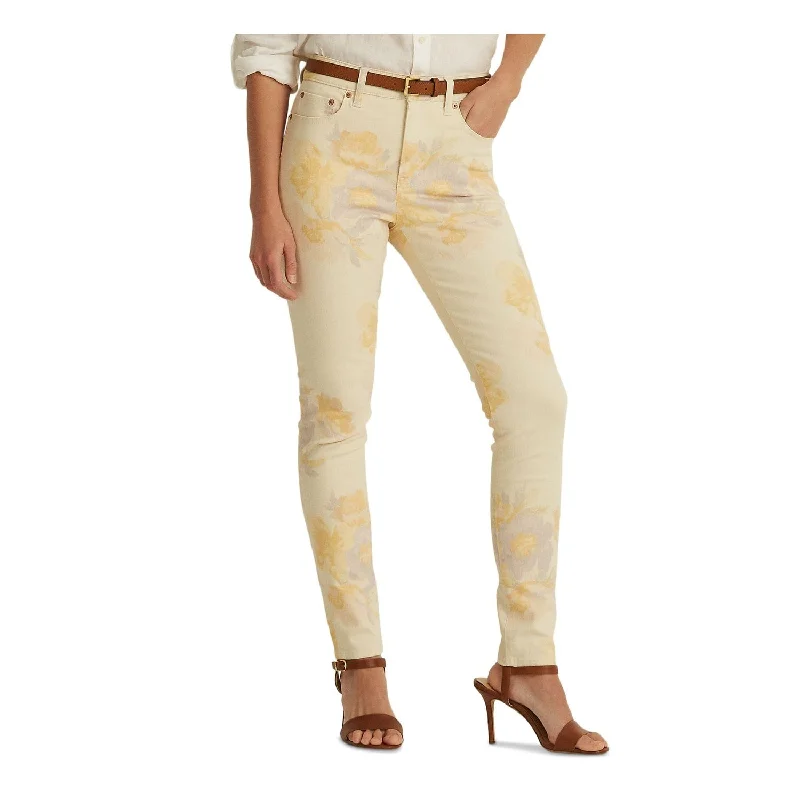 Versatile Itinerary Ralph Lauren Women's Zippered Pocketed Skinny Ankle Floral High Waist Jeans Brown Size 8