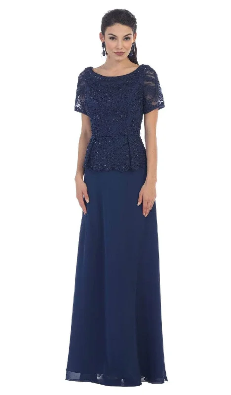 Energy Wear May Queen - Short Sleeve Peplum Evening Dress MQ-1427