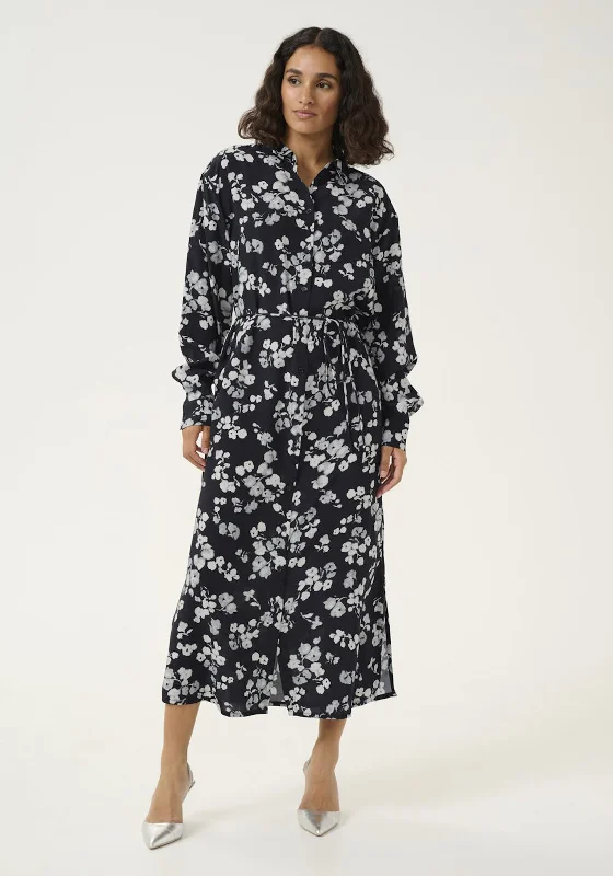Fashionable Items Kaffe Alice Floral Midi Shirt Dress, Navy