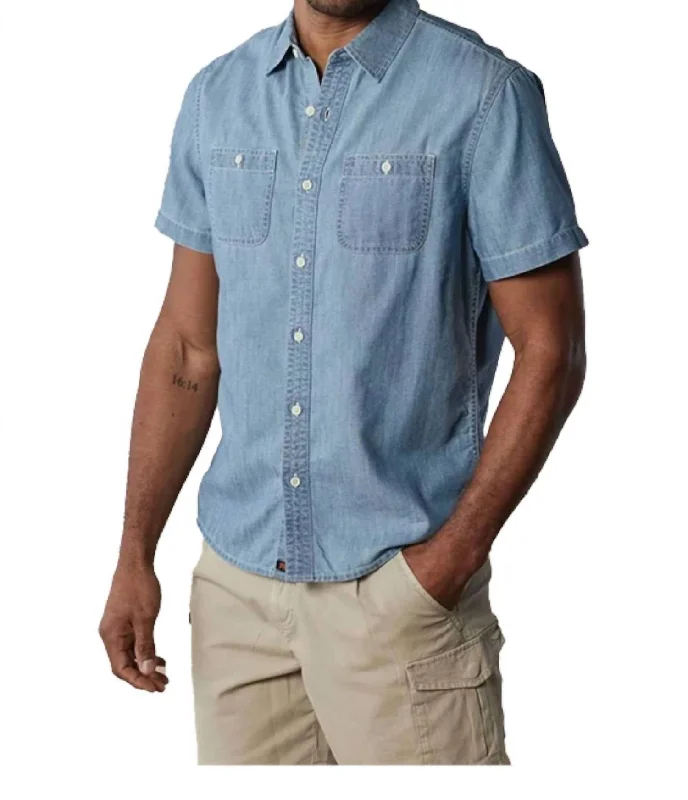 Designer Gloves Short Sleeve Shirt In Chambray