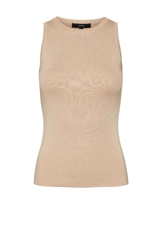 Luxury Style Vero Moda Round Neck Vest Top, Irish Cream