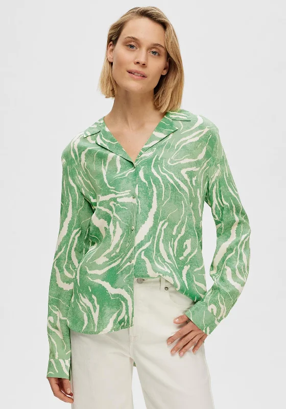 Minimal Classic Selected Femme Sirine Print Shirt, Absinthe Green