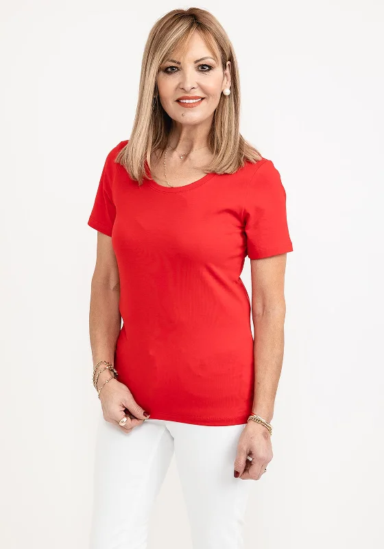 Simple Design Dolcezza Round Neck T-Shirt, Red