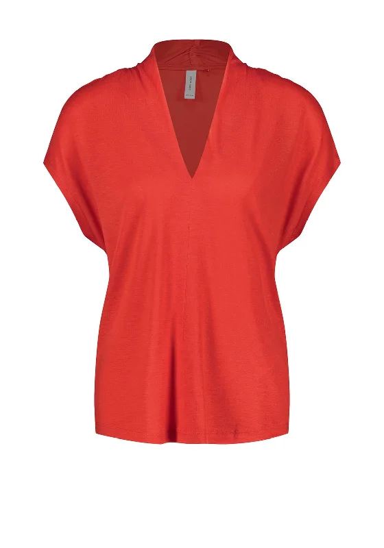 Editorial Design Gerry Weber Ruched V Neck Top, Red