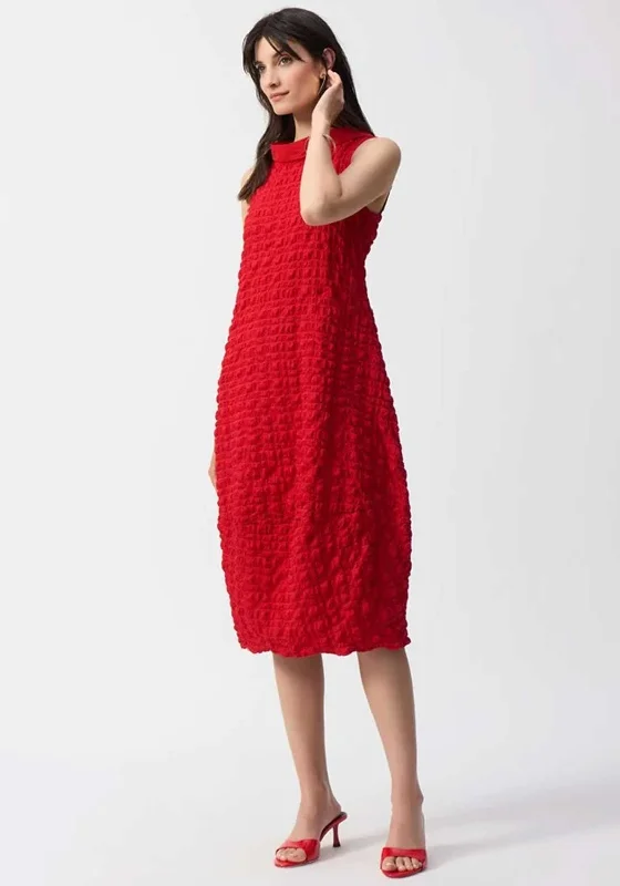Basic Version Joseph Ribkoff Textured Woven Cocoon Dress, Red