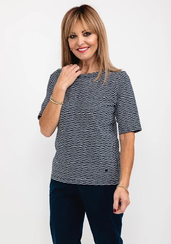 Must-have For Fashion Rabe Abstract Line Knit Top, Navy