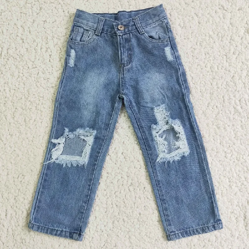 Outdoor Clothing D4-16 Boys Blue Hole Jeans