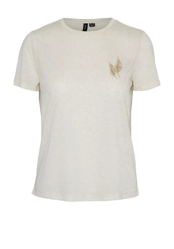 Retro Design Vero Moda Selma Melange T-Shirt, Snow White & Gold