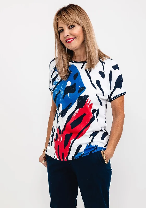 Elegant Wear Rabe Butterfly Wing Inspired T-Shirt, White Multi