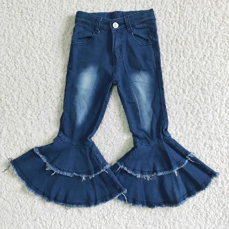 Comfortable Outfits P0003 Girls Blue Bleach Bell Jeans