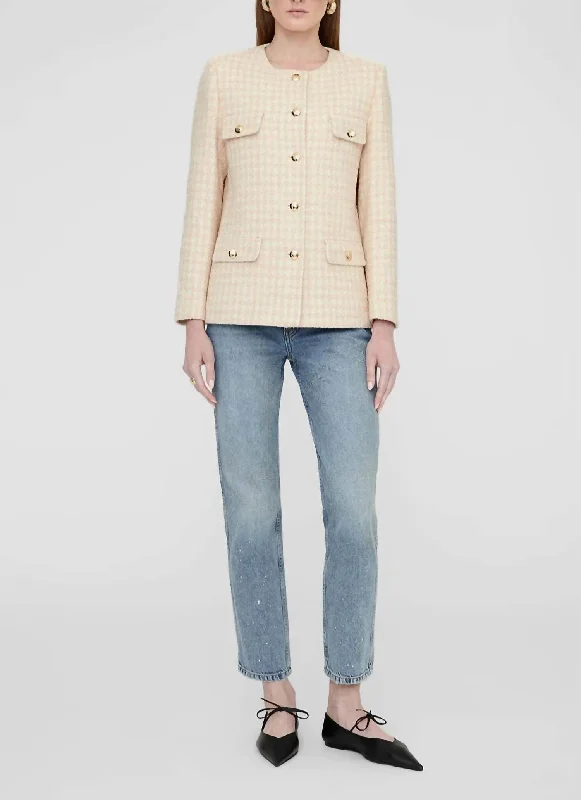 Personalized Series Houndstooth Janet Jacket In Peach