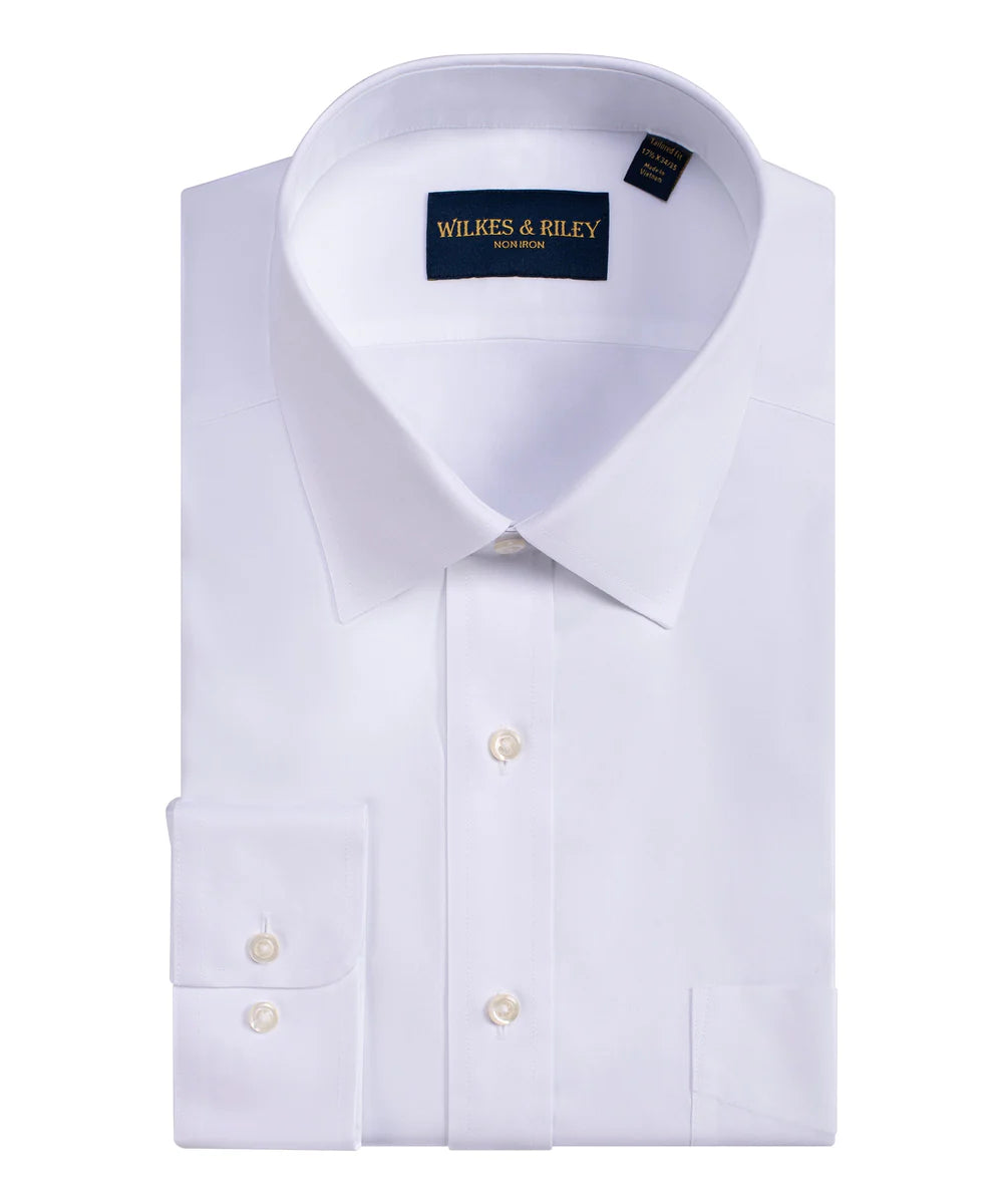 High-end Jackets Wilkes & Riley Spread Collar Dress Shirt (White)