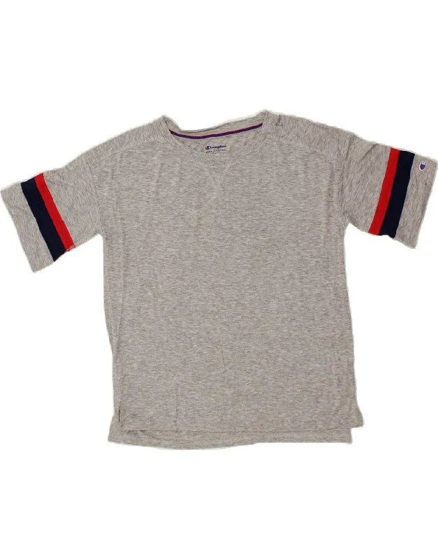 Relaxed Fit CHAMPION Mens T-Shirt Top Small Grey Colourblock Polyester